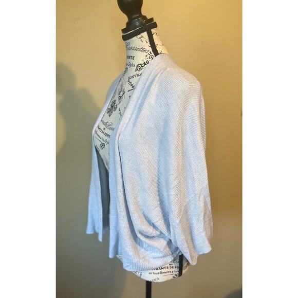 Lululemon Boxy Cashlu knit cashmere cardigan sweater wrap M/L Pastel Blue Preppy - Picture 3 of 5